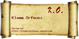 Klemm Orfeusz névjegykártya